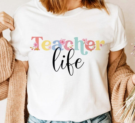 Floral Teacher Life Tee