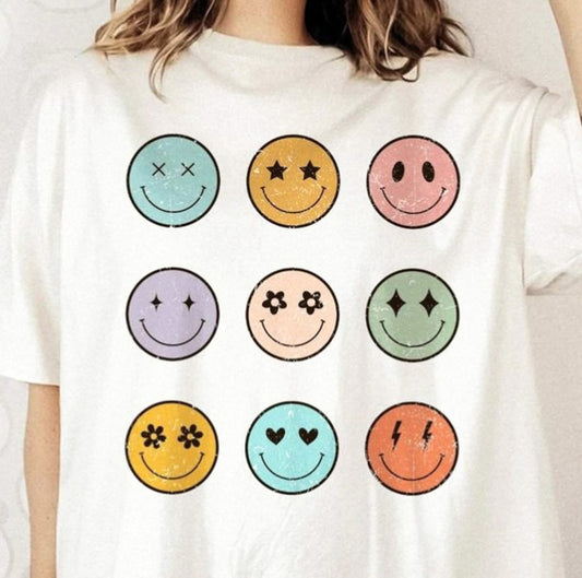 Stacked Smiley Faces Tee