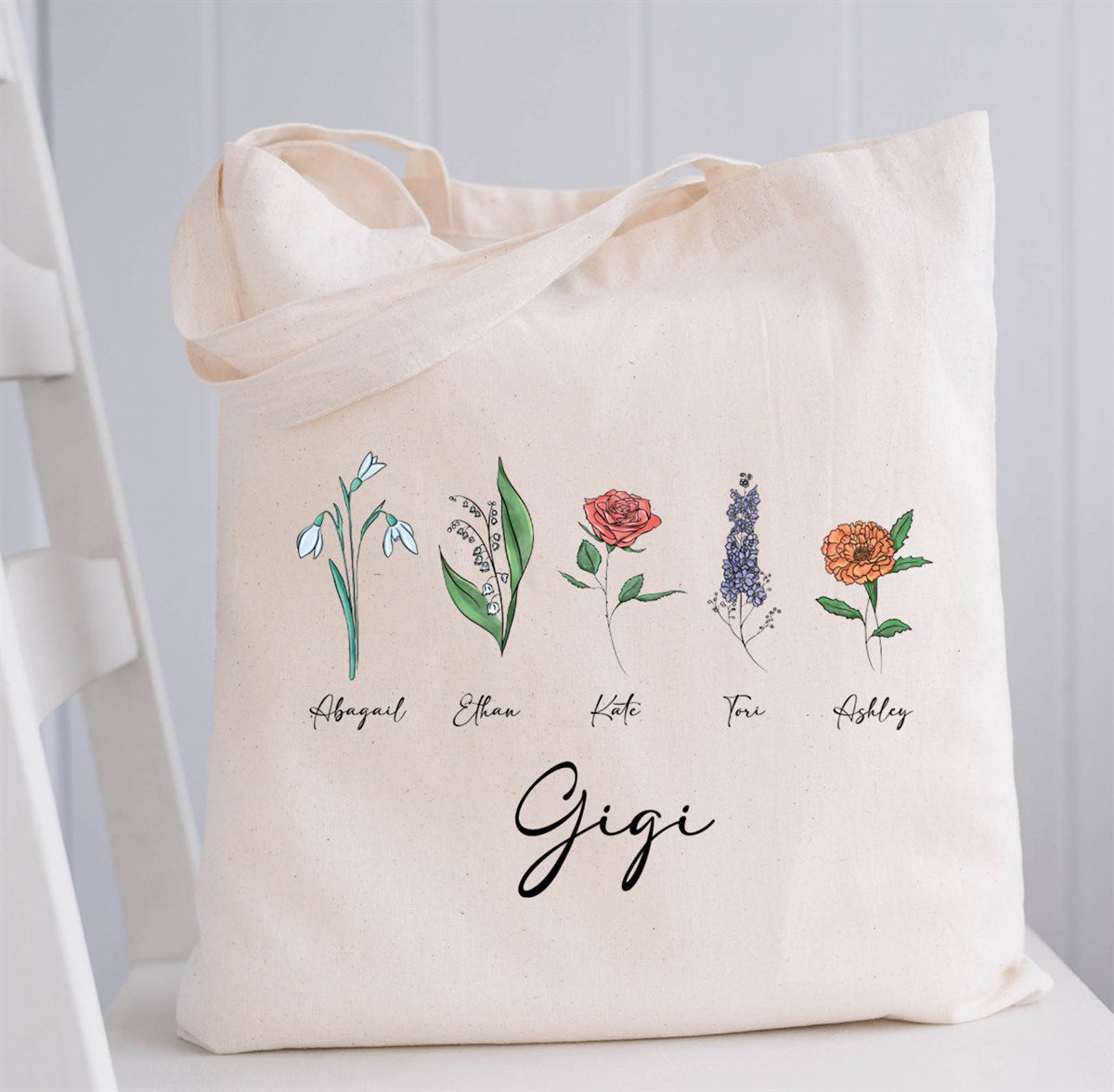 Custom Mother’s Day Birth Flower Totes