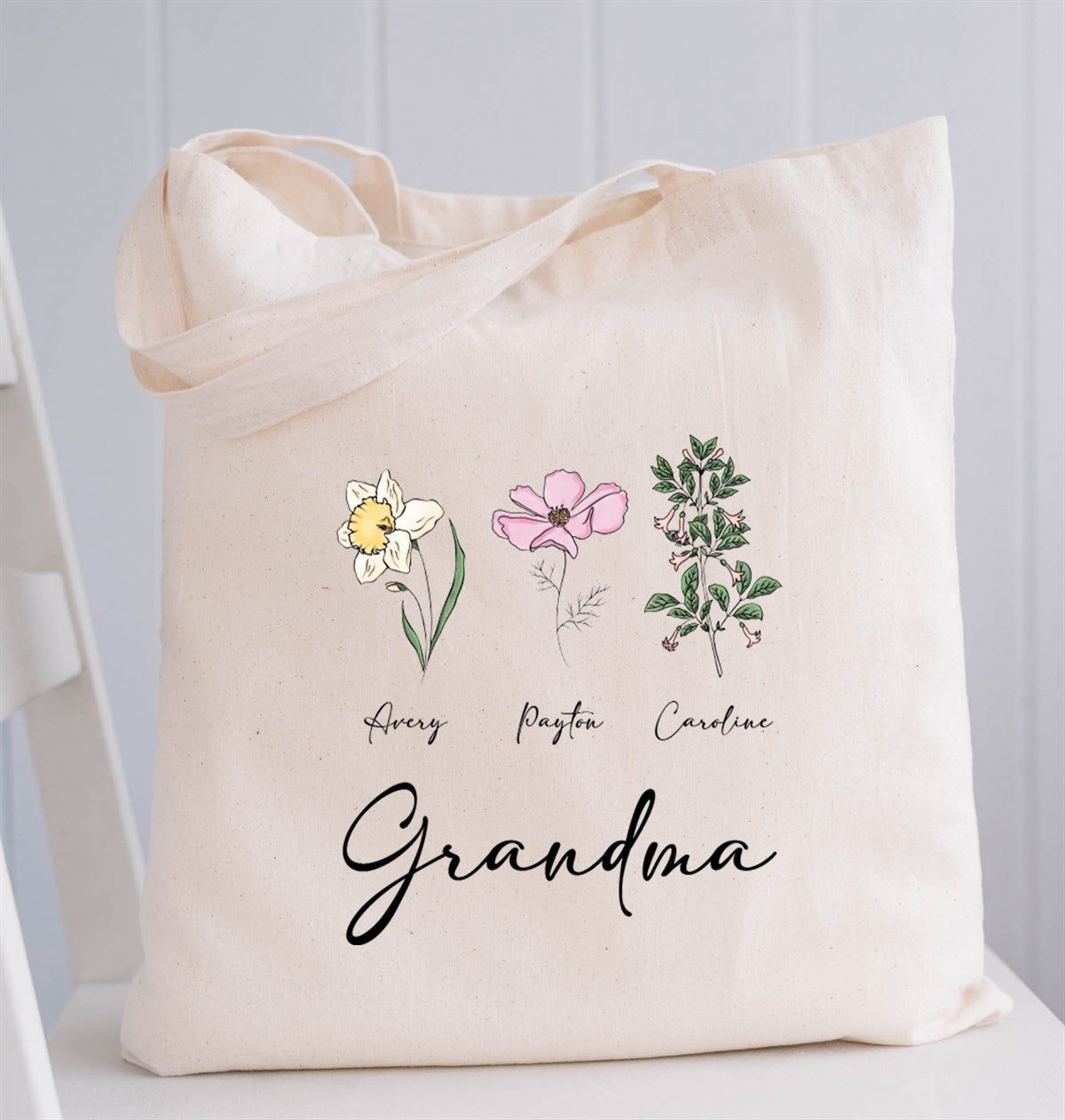 Custom Mother’s Day Birth Flower Totes
