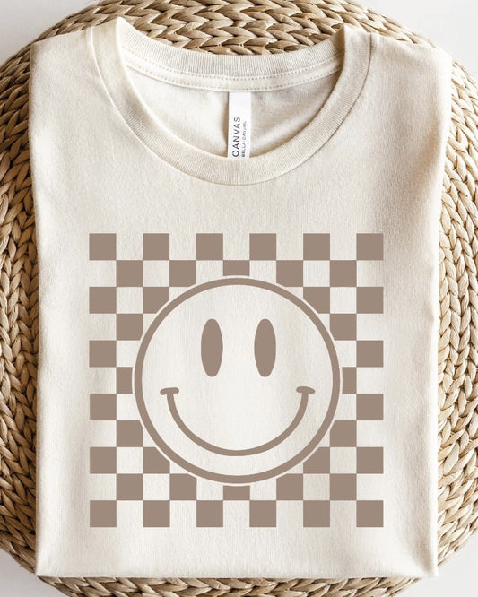 Smiley With Checkered Background Tee