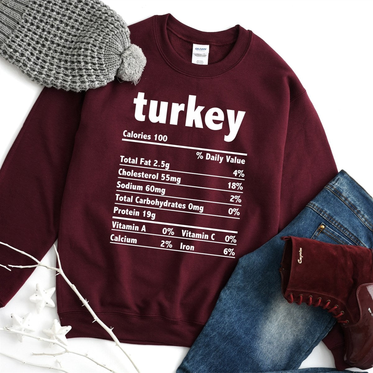 Turkey Nutrition Facts Crew Sweatshirt