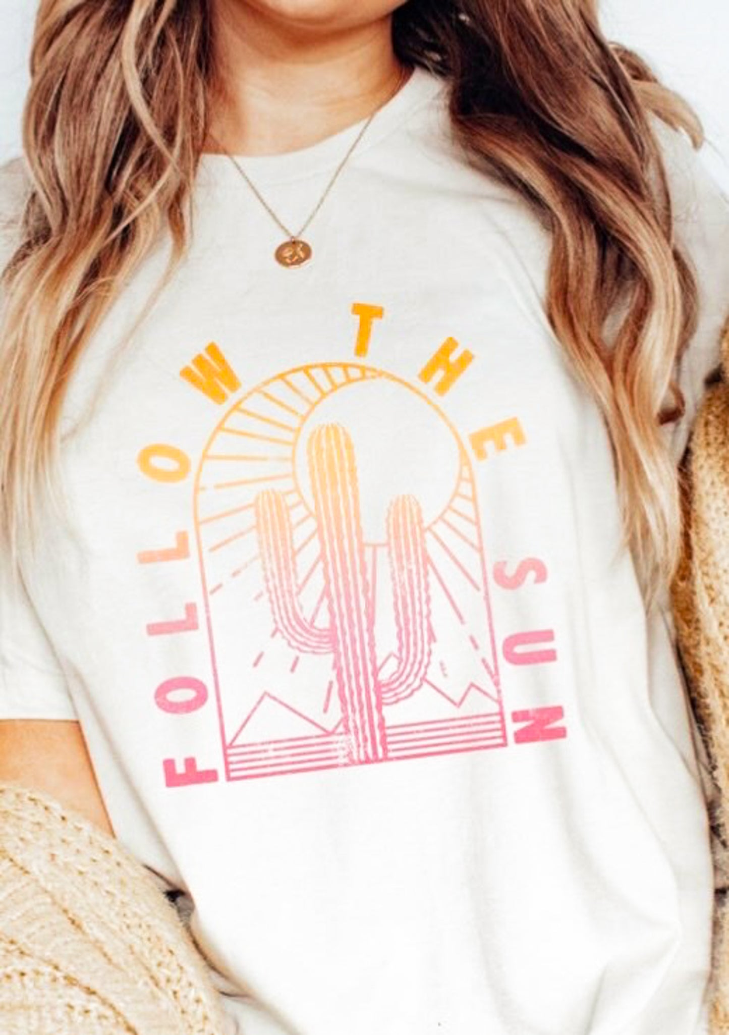 Follow the Sun Cactus T-Shirt or Crew Sweatshirt