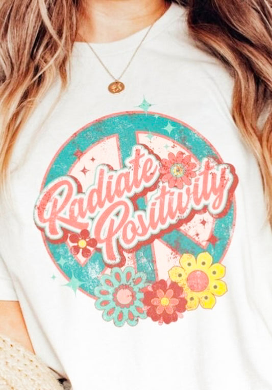 Radiate Positivity With Peace Sign & Flowers Tee