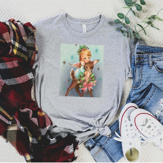 Vintage Reindeer & Angel Tee