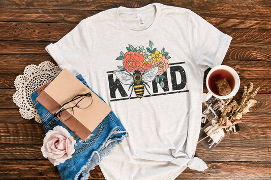 *Bee Kind With Flowers T-Shirt or Crew Sweatshirt