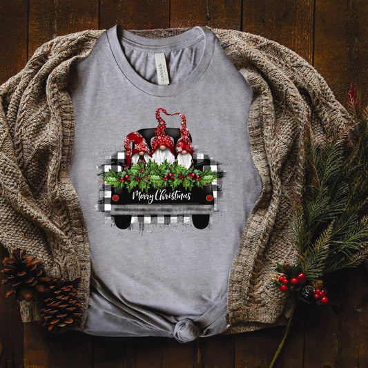 Merry Christmas Gnomes in Back Of Truck Tee