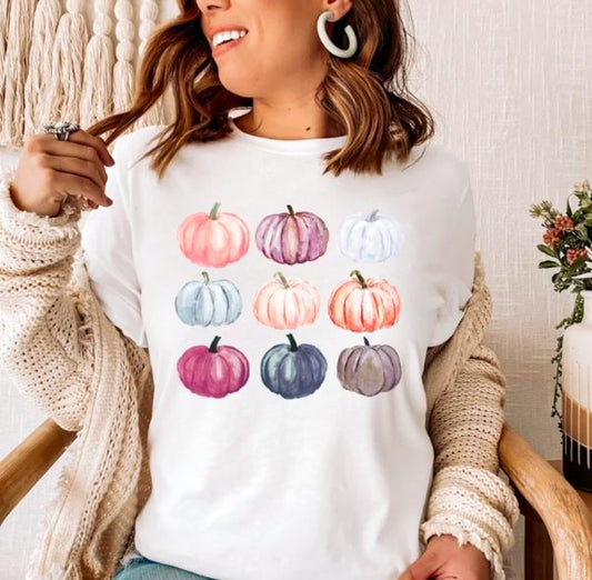 Watercolor 9 Pumpkins Tee
