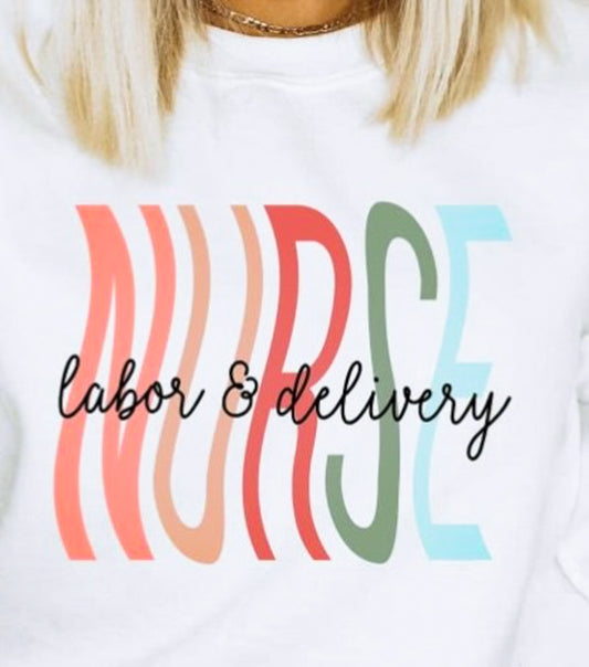 Wavy Labor & Delivery Nurse Tee