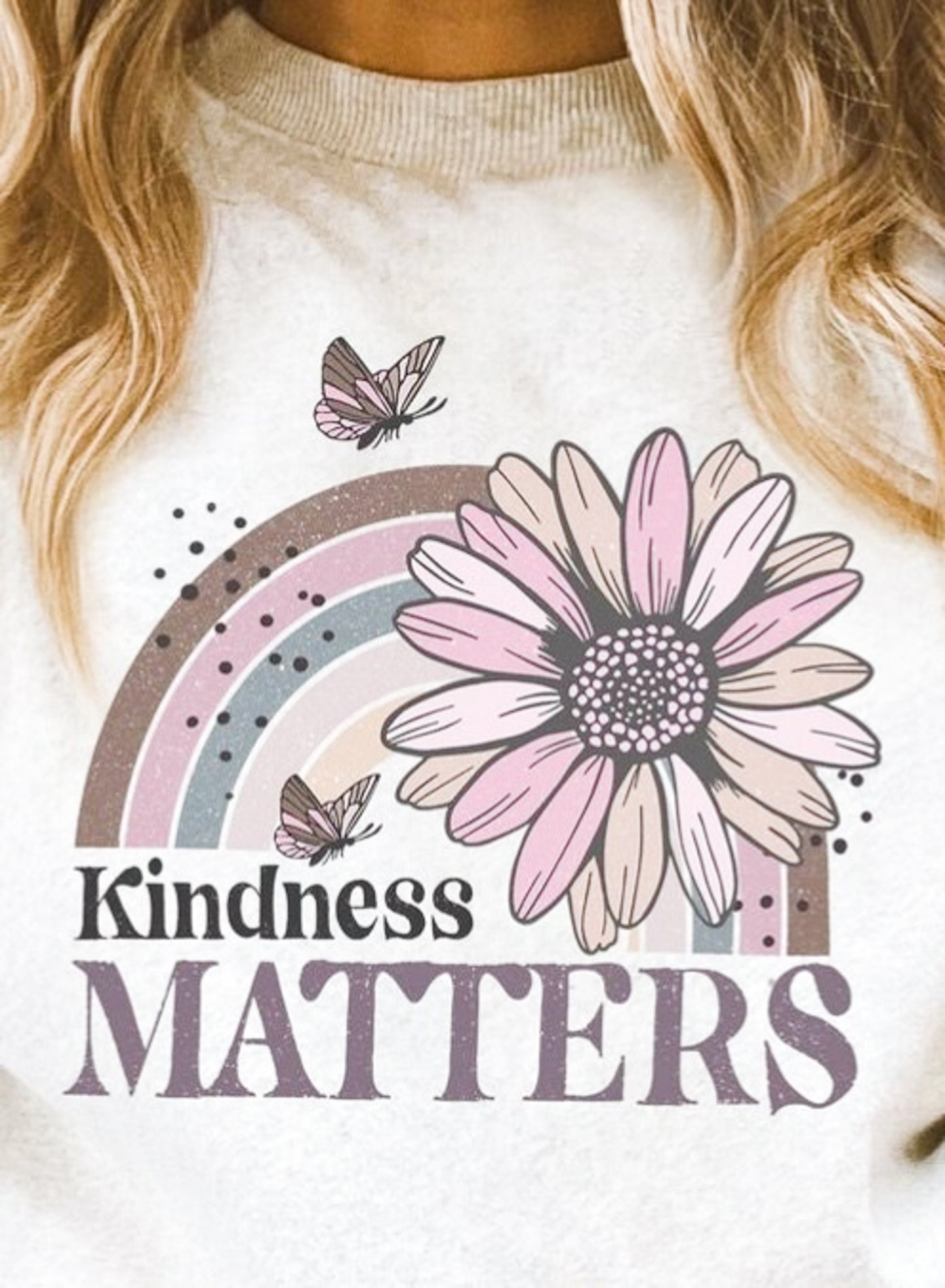 Kindness Matters Rainbow With Butterflies & Flower Tee