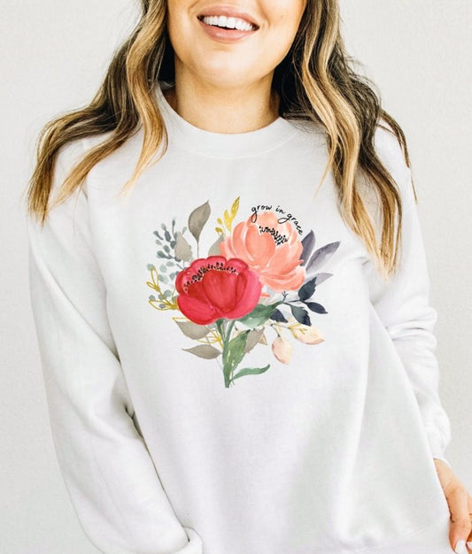 Watercolor Flowers Crew Sweatshirt