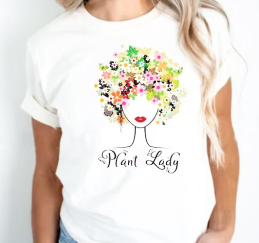 Plant Lady Flower Hair T-Shirt or Crew Sweatshirt